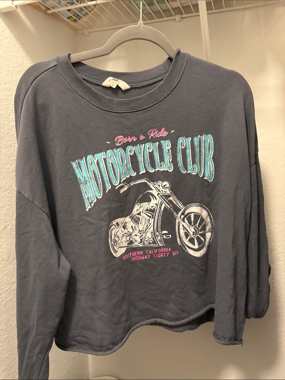 Motorcycle Club Graphic Crewneck Sweatshirt - Charcoal